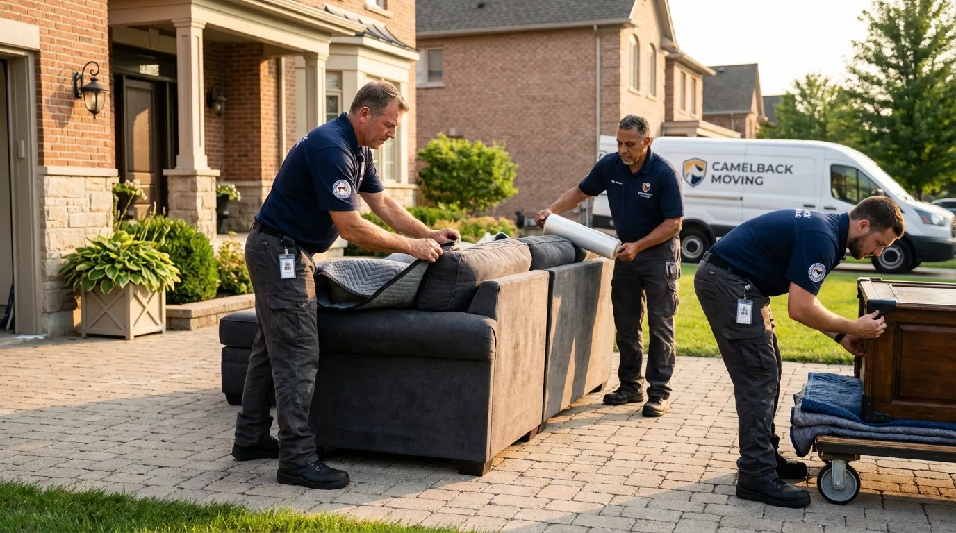 Large estate moving crew wrapping furniture in Mukilteo, WA